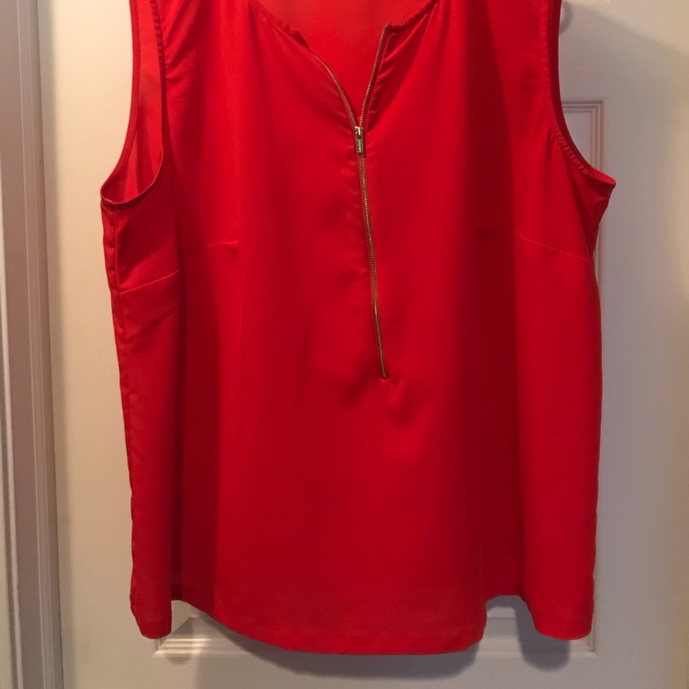Calvin Klein red sleeveless blouse